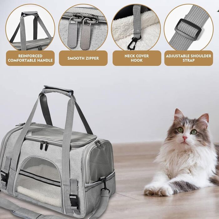 Транспортна сумка для кота та собаки, переноска для тварин з підстилкою, портативна, м'яка, складна, для цуценят та кошенят, дозволена авіакомпаніями
