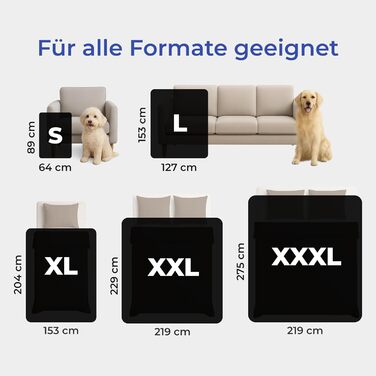 Водонепроникний коврик Dreamzie для собак - 127x152 см, для дивана та ліжка, з Sherpa-fleece, чорний, XL (152 x 203 см)