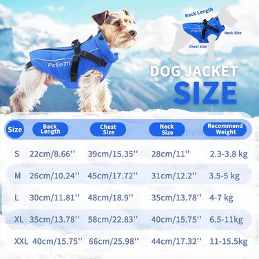 Водонепроникна куртка для собак PceOllar, тепла та вітронепроникна, з світловідбиваючими елементами, для маленьких собак та цуценят, блакитна