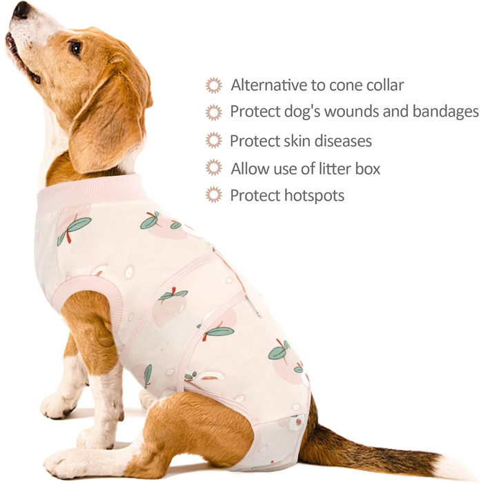 Тільце для собак після операції Kuoser: захист від лизання, дихаюча тканина, рожевий колір, XS (1 шт.)