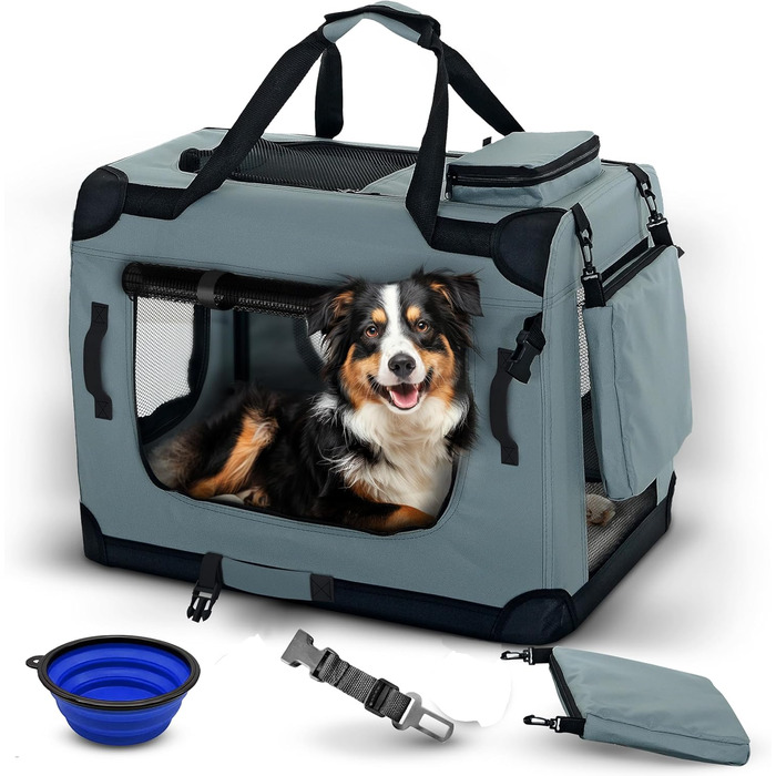 Складана переноска для собак та котів – міцна переноска для авто та подорожей 70×52×50 см, з вентиляцією, для тварин вагою до 18 кг