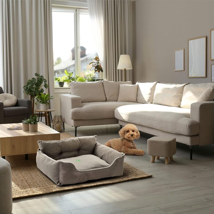 Ліжко для собак Benetton Pets, ергономічне, поліестер, коричневе, розмір S (50x40x18 см)