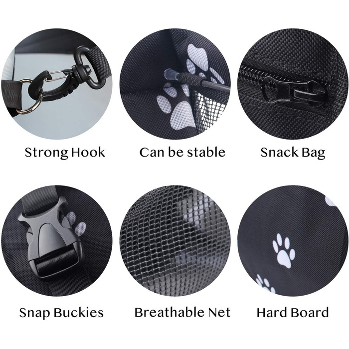 Автокрісло для собак, водовідштовхувальне, дихаюче, для малих та середніх порід, безпечне, миється, переноска для тварин (рожевий, кістка)