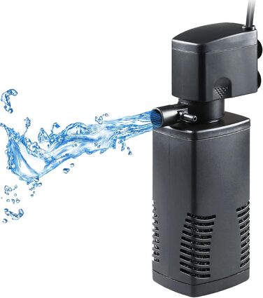 Акваріумний фільтр-насос для акваріумів 55-150 літрів. Внутрішній фільтр з біо-губкою, 600 л/год, для прісної та морської води. Помпа для акваріума, ставка, струмок. JP-022F
