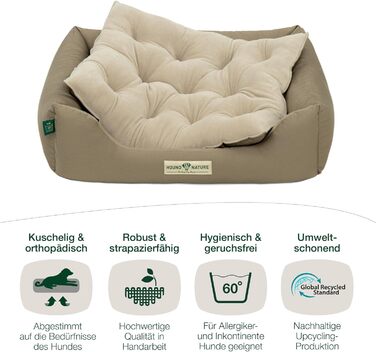 Ортопедичне собаче ліжко HOUND & NATURE Zürich S (75x60 см, Taupe) | М'яке, кудлате, з можливістю прання