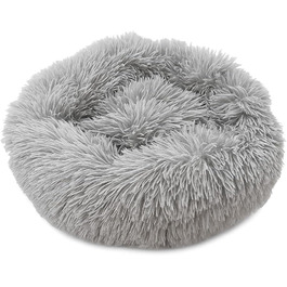 М'яке ліжко для собак та котів Donut, кругле, світло-сіре, Ø 40 см, з плюшу, миється, не слизьке