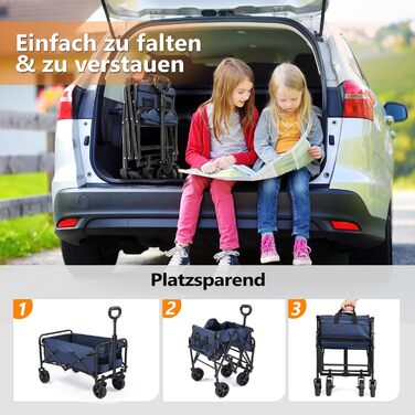 Бонло - візок-трансформер для покупок, кемпінгу та відпочинку на природі, 600D Oxford, 100 кг, сталевий каркас, блакитний