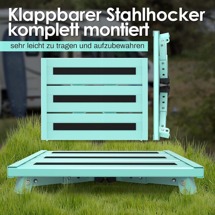 Алюмінієва розкладна сходинка-підставка, 300 кг, 3 сходинки, регульована висота, широка антиковзаюча поверхня, для автодому, саду та сходи для собак, легка та складна (зелена)