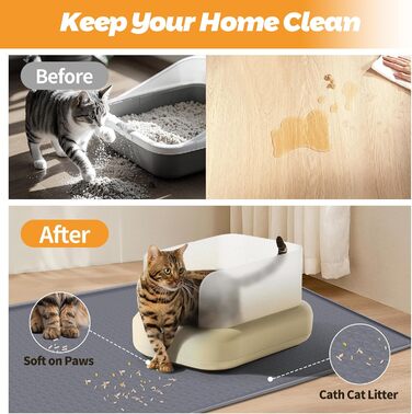 Килимок для котячого туалету Bartuke Katzenklo Matte, 130 x 65 см, силіконовий, сірий. Легко чистити, м'який для лапок котів