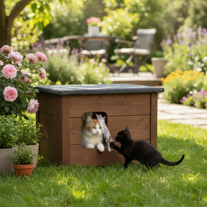 Будиночок для кота, коричневий, прямокутний (57 x 47 x 48 см)