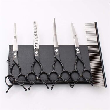 Набір професійних ножиць для грумінгу тварин: ножиці для собак та котів, набір для догляду за шерстю, нержавіюча сталь 440C, 7 дюймів, червоний