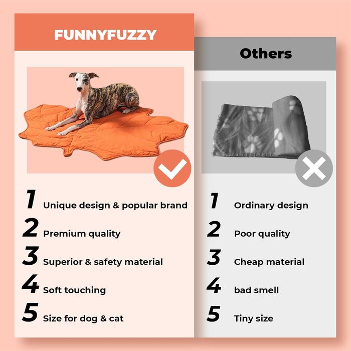 FUNNY FUZZY Двостороння ковдра для собак і котів, 101,6 x 117,8 см, листковий дизайн, для ліжка, дивана, підлоги, меблів, машинне прання, захист меблів, кленово-червона