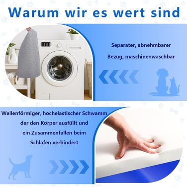 Килимок для собак, неслизький, миючий, для активного відпочинку, знімний чохол, для маленьких, середніх та великих собак, теплий взимку та прохолодний влітку, сірий, XXL (105 x 68 x 4,5 см)