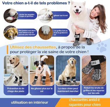 Чорні антиковзкі шкарпетки для собак (XXL) - захист лап від слизькості на твердих підлогах