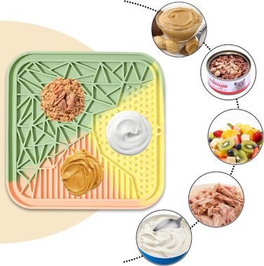 Силіконовий килимок для лизання собак та котів з присосками, багатокольоровий, для цуценят, уповільнює годування, знімає тривогу під час купання та тренувань