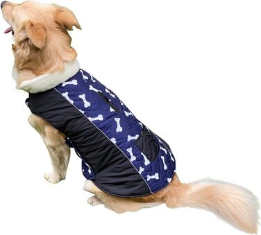 PETCUTE Водонепроникний зимовий теплий одяг для собак з відбиваючими елементами та отвором для страхувального ременя (XS, Синій)