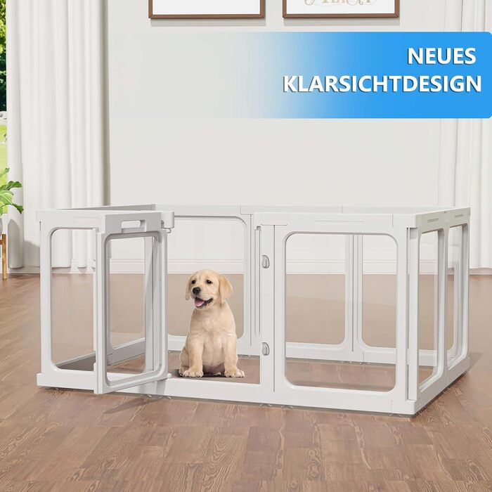 Кія для цуценят SISKEYCOOC 60 см з акрилового пластику, прозорий, з дверцятами, для собак середніх та маленьких порід, легкий у догляді, для дому, 10 шт. Білий, 9+1, висота 60 см