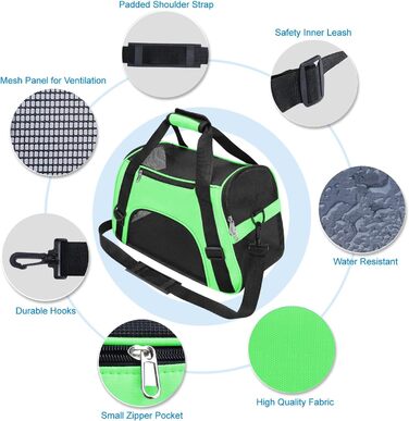 Транспортна сумка для тварин (кіт, собака, кролик, хом'як) - зелена, 47x27x28 см, до 5 кг