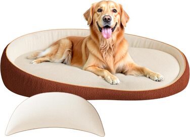 Ортопедичне собаче ліжко XXL з подушкою – комфортне собаче ліжко-софа з піною з пам'яті, знімний та пральний чохол – для великих собак, міцне та затишне, помаранчеве