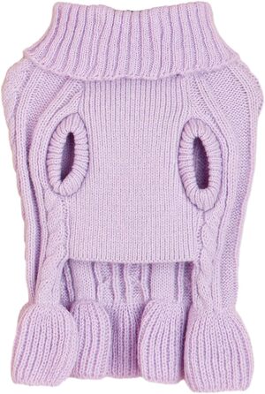 Пуловер для собак, розмір M, акрил, з коміром-горловиною, для собак маленьких та великих порід, 5,9–7,3 кг, теплий та зручний (Світло-фіолетовий)
