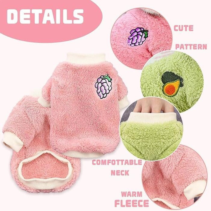Теплий флісовий пуловер для собак, розмір XS-XXL, 2 шт. - ідеально для дівчаток, чихуахуа, котячий одяг