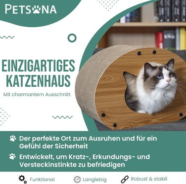 Котячий когтетоп з картону та килима, 30x43x25 см - іграшка для котів, натуральний матеріал