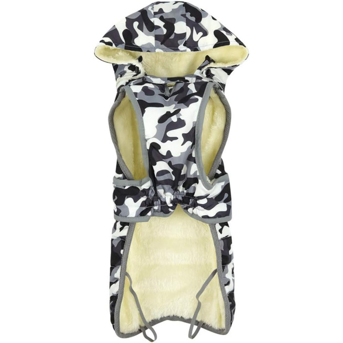 Теплий зимовий одяг для собак: тепла куртка з капюшоном для маленьких, середніх та великих собак (XL, 60-75 см)