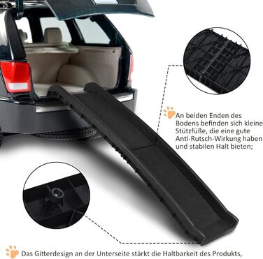 Східці для собак HENGMEI - рампа в багажник авто, 156x40 см, чорний колір