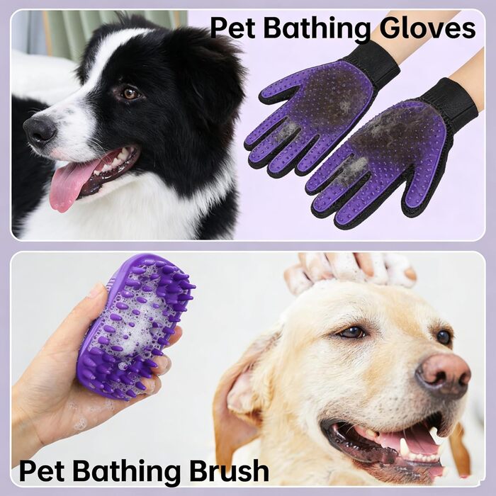 Набір для догляду за шерстю собак та котів (9 шт.): триммер для кігтів, щітка-вичесалка, купальна щітка, скребок для шампуню та аксесуари для грумінгу для короткошерстих та довгошерстих тварин