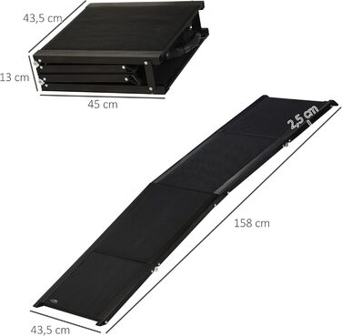 Рампа для собак PawHut - складана, алюмінієва, до 40 кг, 158 x 43,5 см