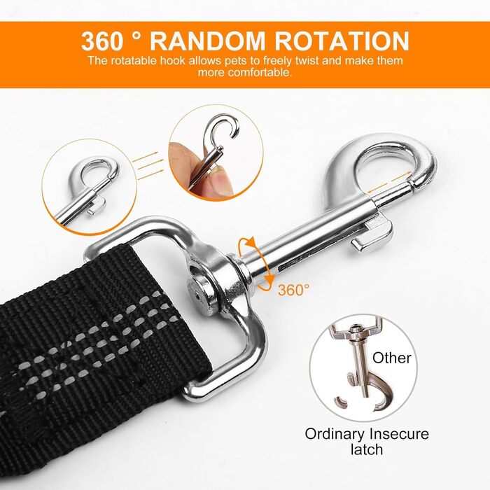 Регульований 3-в-1 нашийник для собак, стягуючий поводок з еластичним амортизатором, міцний, безпечний для автомобіля, фіксатор для собак