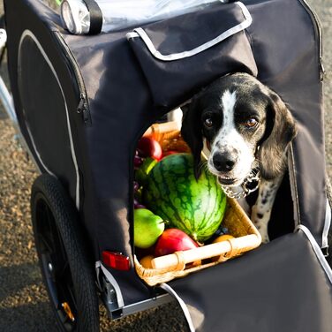 Фаркоп-причіп для собак Soges до 40 кг, складаний, з оксфордської тканини 600D, з вентильованою сіткою, 2 входи, з внутрішнім поводком, з світловідбивачами, чорний