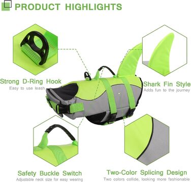 Спасальний жилет для собак ASENKU, зелений, XS - для плавання, катання на човні