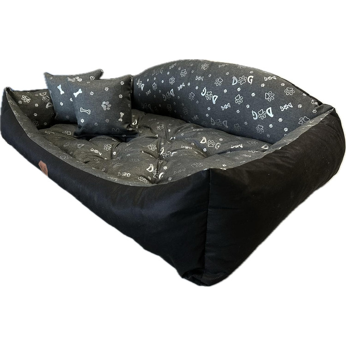 Ортопедичне ліжко для собак Dogs4Life: м'яке, миється, з можливістю персоналізації (S-XXL, сірий з срібними лапками)