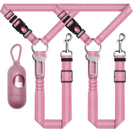 Безпечний поводок для собак у машину Seyezo, 3 шт., регульований, світловідбиваючий, для кріплення до підголів'я, рожевий