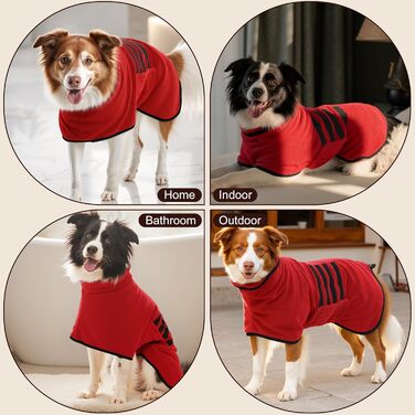 Рушник для собак з мікрофібри, рушник для собак середніх та великих порід, швидковисихаючий, рушник для собак з клямками (Dunkel XXL) (2XL, Червоний)