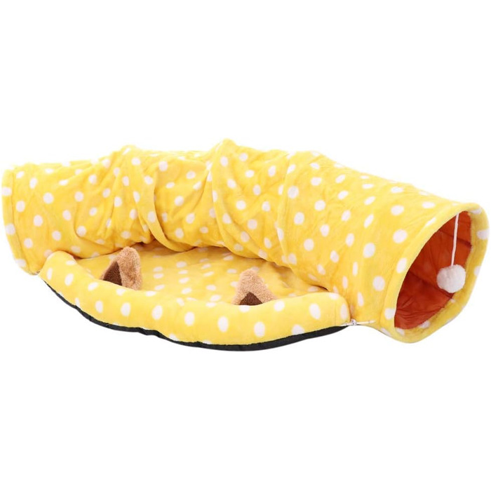 Туннель-ліжко для котів Tubayia, жовтий - іграшка-лежанка для домашніх тварин