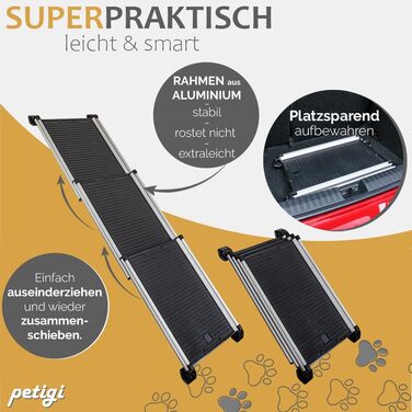 Рампа для собак у автомобіль Teleskop, висувна, алюміній, до 90 кг, неслизька