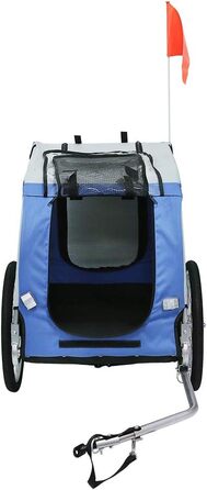 Складаний велопричіп для собак, Oxford-тканина, з ременем безпеки та прапорцем, 137*73*90см (блакитно-сірий)