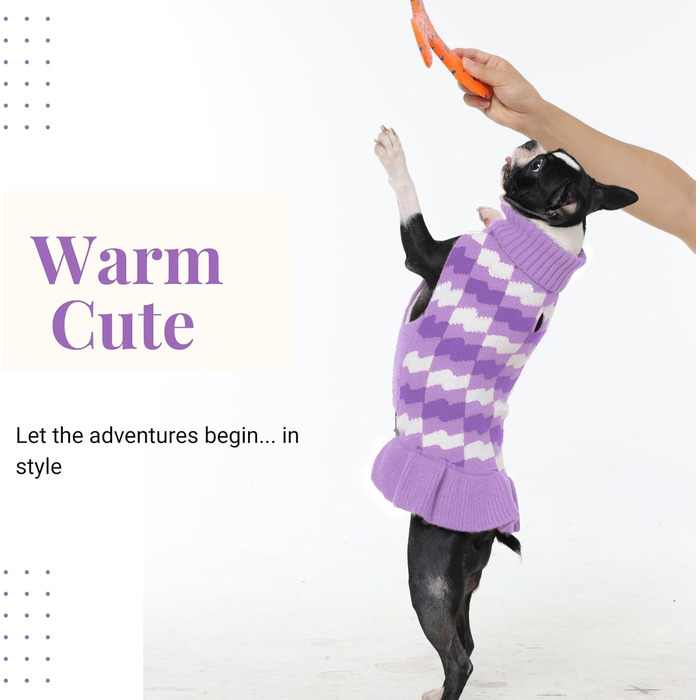 OUOBOB: Сукня-пов'язка для собак - водолазка для дівчаток, зручний наряд для великих собак, ідеально підходить для холодних днів, святкових заходів, таких як Різдво або День подяки, Червоний, Розмір (M, фіолетовий)