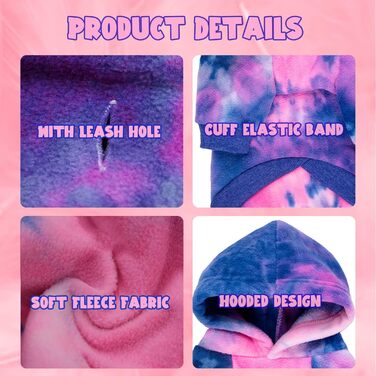 Теплий флісовий світшот з капюшоном для собак, батик, великі та середні породи (5XL, Рожевий)