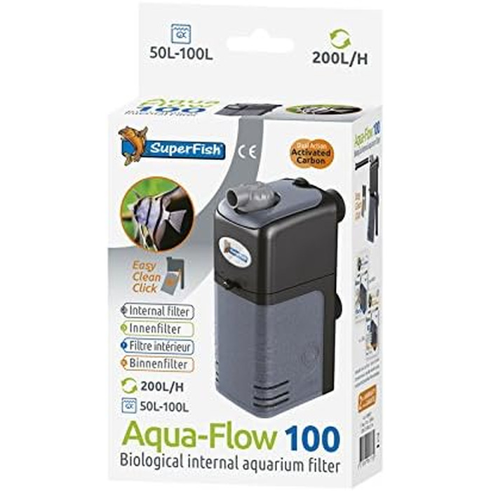 Акваріумний фільтр Superfish Aqua-flow-100 для води в акваріумі, чорний (UK-вилка)