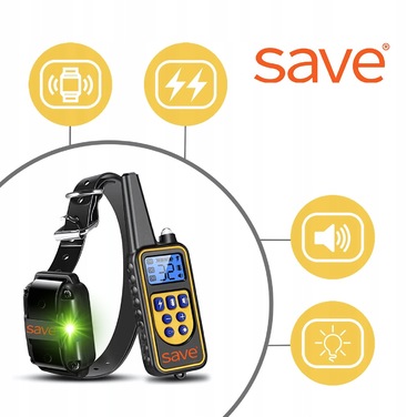Електричний тренувальний нашийник для собак Save, чорна шкіра, розмір L/XL