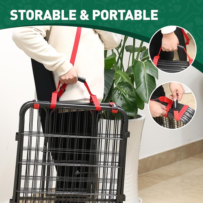 Металевий вольєр для собак на 8 панелей, 101,6 см, для великих, середніх та малих собак, з дверима, складаний, для вулиці