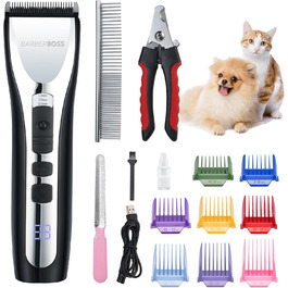 Професійний собачий триммер BarberBoss QR-9086 для густого волосся: набір для догляду за собаками та котами, бездротовий, тихий