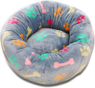 Кругле ліжко для собак Petcute, корзина для котів та домашніх тварин, м'яке, миється, рожевий кісточка, XS (40 см)
