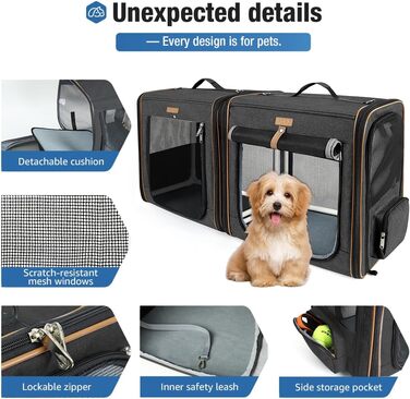 Транспортна переноска для собак та котів, 2-в-1, велика сіра (XL)