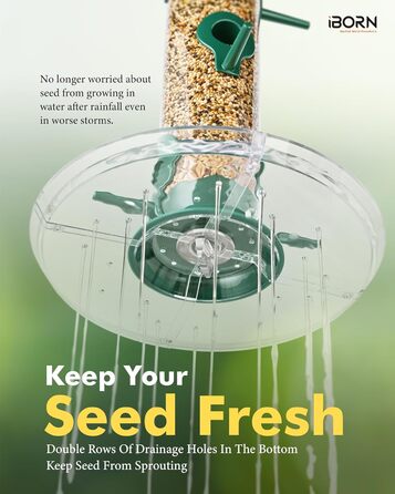 Годівниця для птахів iBorn з піддоном, 38 см, зелена