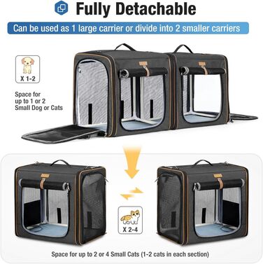 Транспортна переноска для собак та котів, 2-в-1, велика сіра (XL)