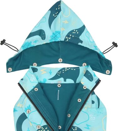 Дощовик для собак HDE, двошаровий, на блискавці, з капюшоном, розмір 3XL, дизайн динозавр